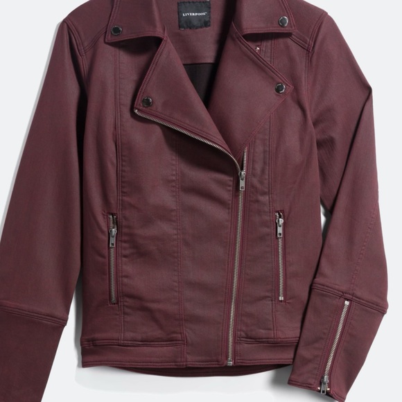 EUC Liverpool Bradford Moto Coated Denim Jacket Size Small - Picture 3 of 3